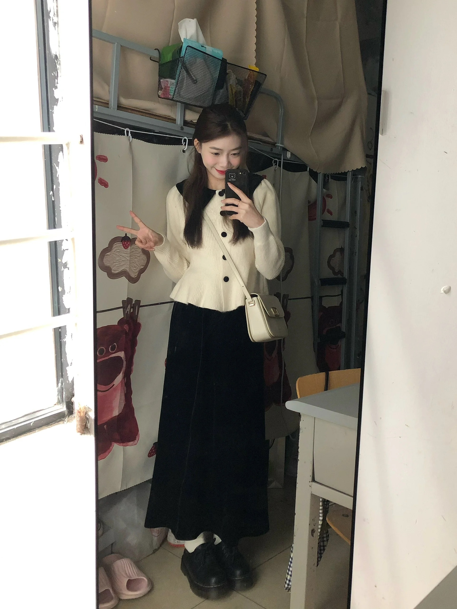 深冬裝搭配一整套時尚鹽系輕熟小香風撞色翻領毛衣半身裙兩件套裝
