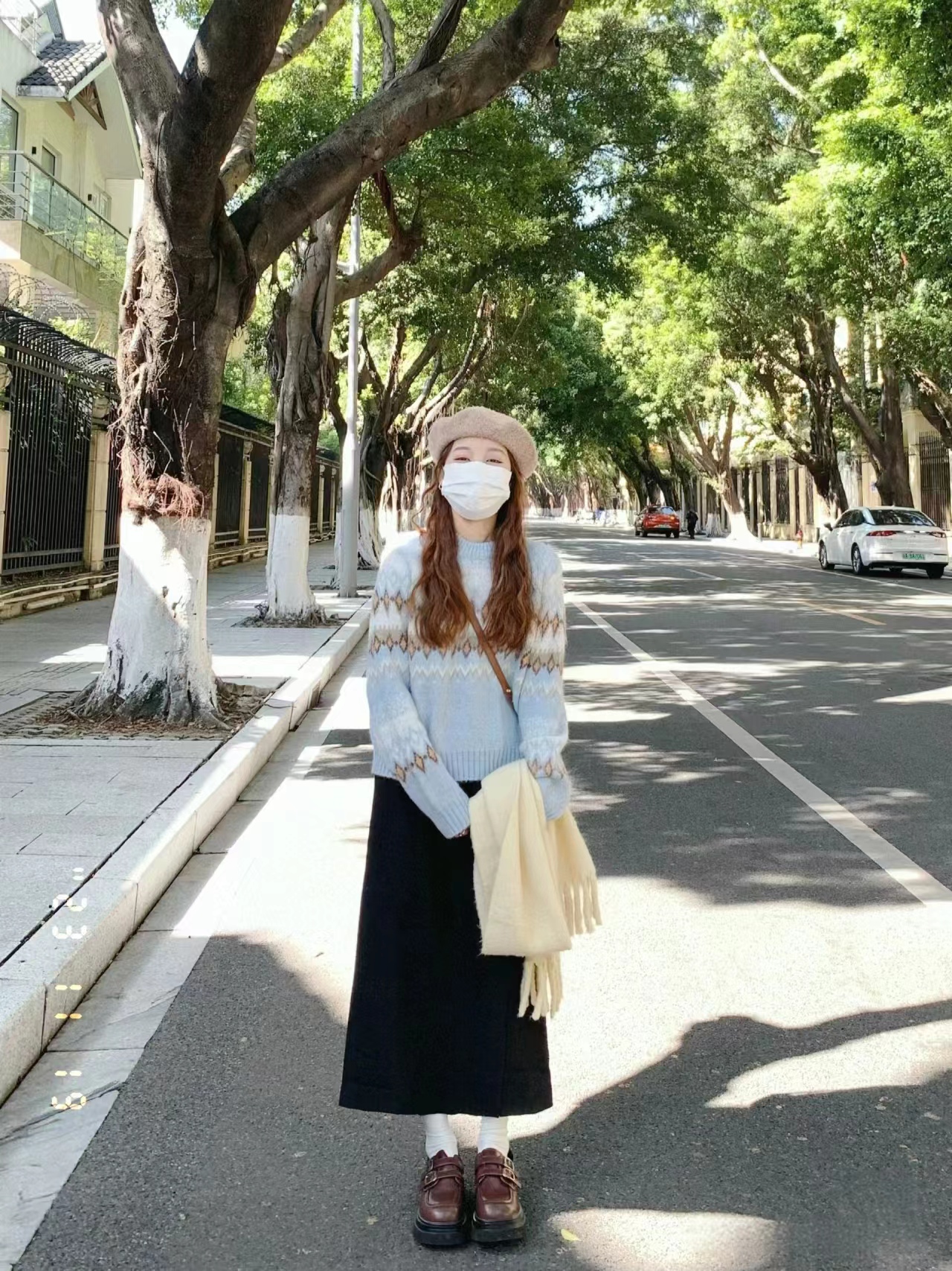藍色針織毛衣半身裙兩件套秋冬溫柔風時尚軟糯奶系搭配一整套裝女