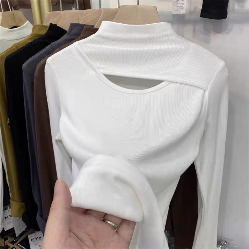 Half turtleneck spring and autumn 2024 bottoming shirt, long-sleeved T-shirt for women, stylish inner wear, stylish and chic small top