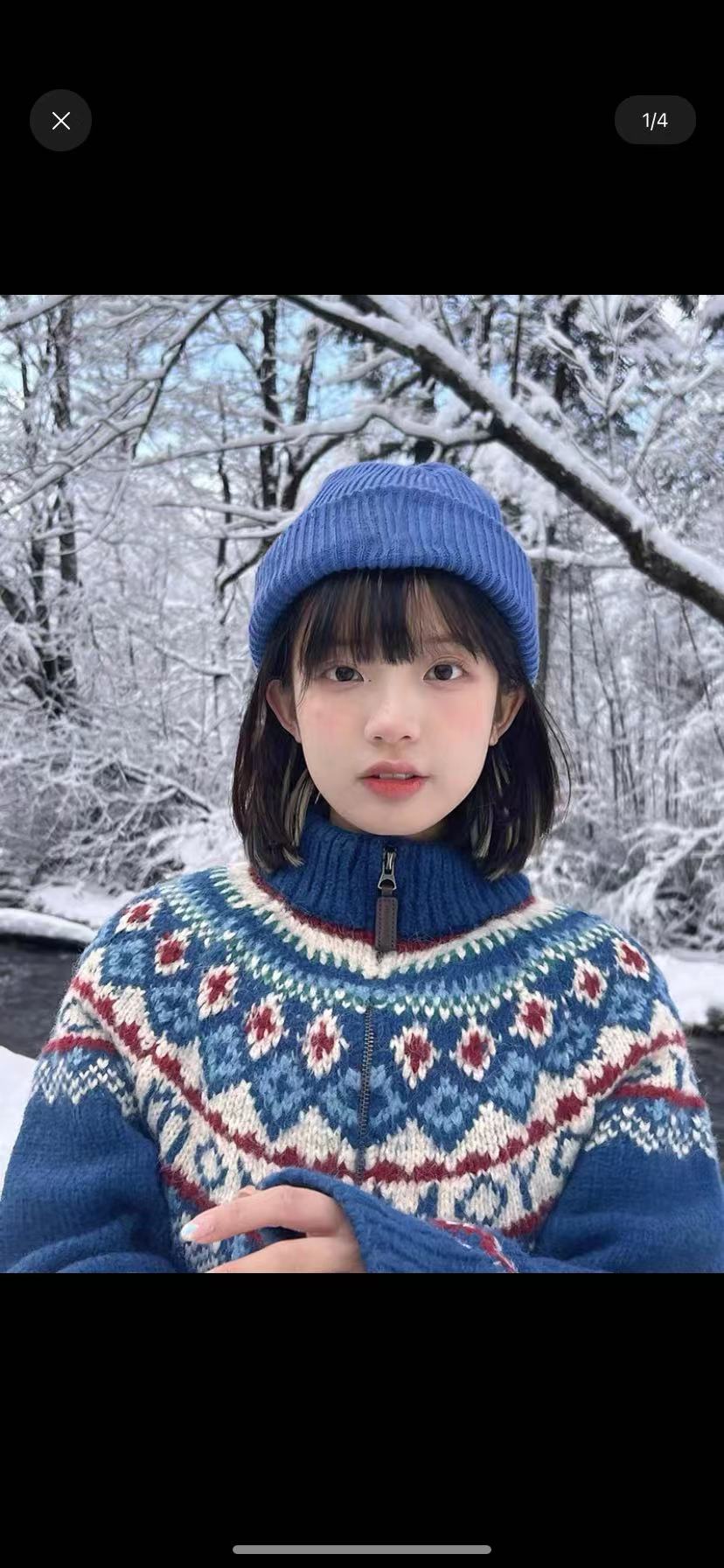 美式復古費爾島高領毛衣女秋冬寬鬆聖誕氛圍氣質休閒百搭針織外套