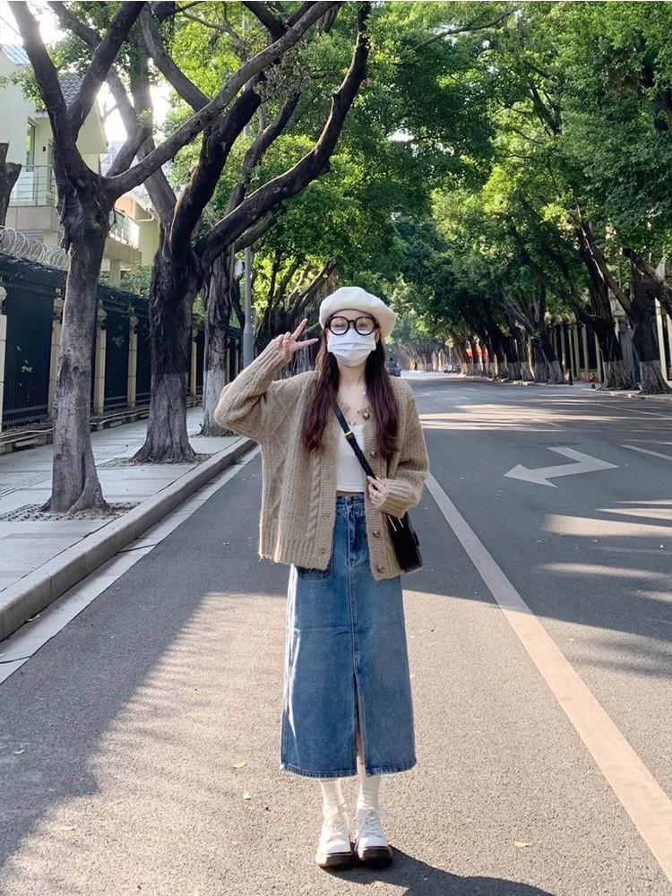 2023新款小個子秋季搭配顯高毛衣半身裙女顯瘦炸街兩件套裝裙
