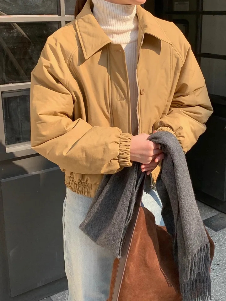 chic Korean style autumn and winter retro fashion waistline lining thickened lamb wool short versatile jacket small coat for women