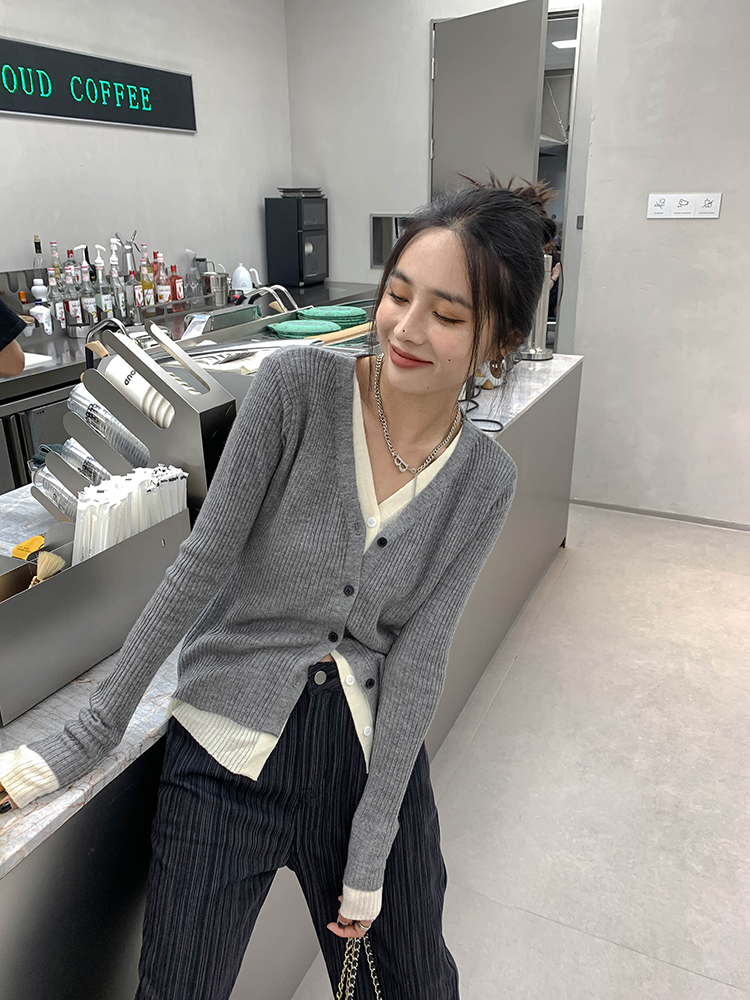 JHXC針織衫上衣女設計感修身秋季新款溫柔風軟糯毛衣開衫外套