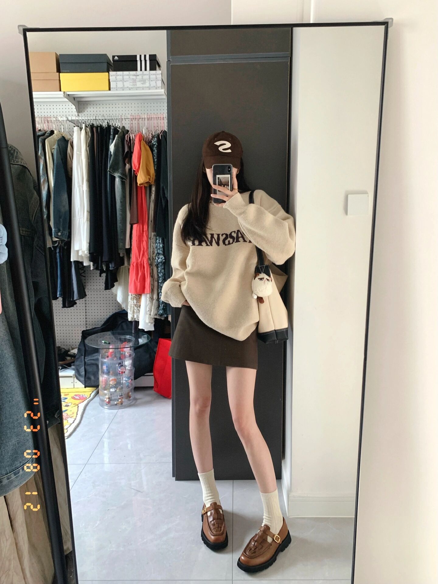 初秋新款女裝套裝設計感慵懶風套頭毛衣小個子顯高時尚兩件套裙裝