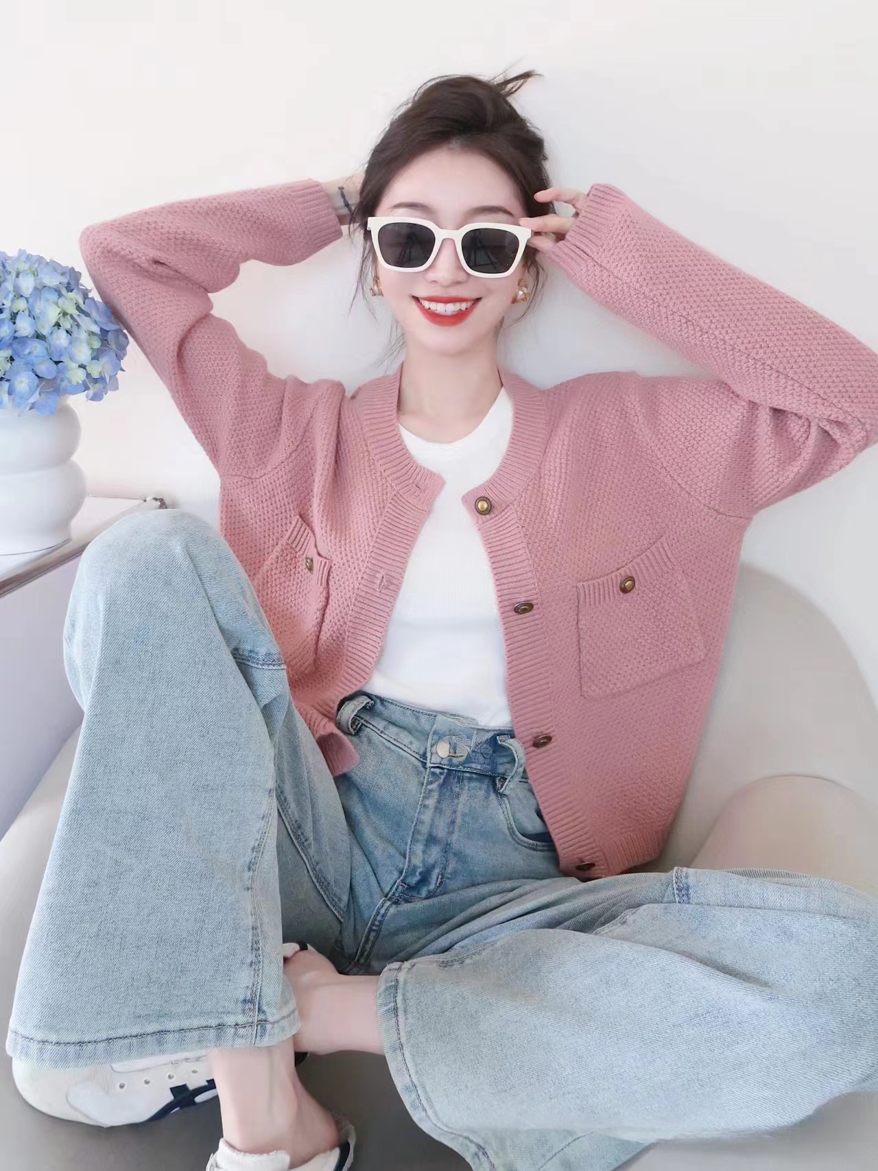 初秋裝搭配一整套女2023新款小個子高級感多巴胺穿搭奶系兩件套裝