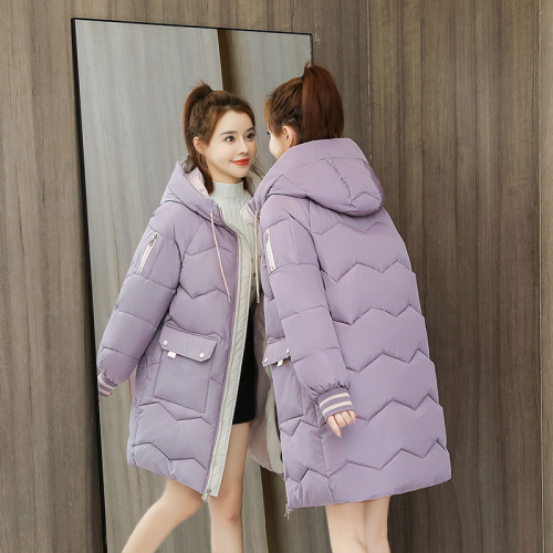 Actual shot of 2023 new winter Korean style large size coats, women's medium-length loose cotton coats, fat mm student cotton coats