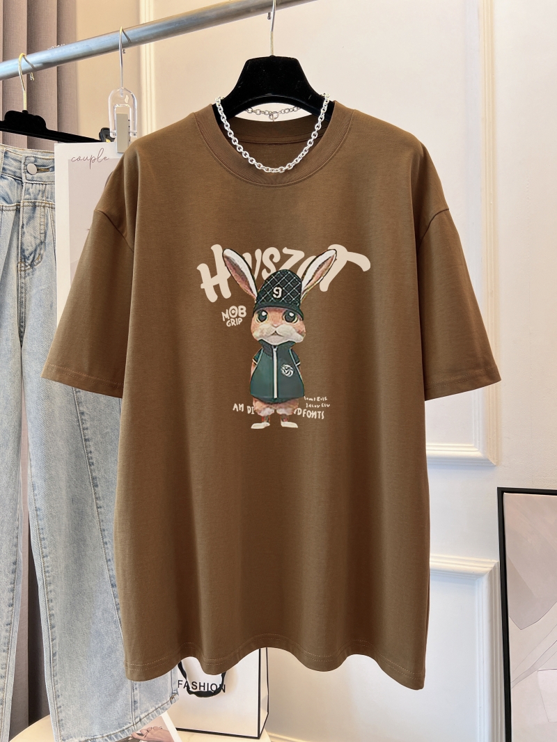 實拍 100%棉精梳純棉 印花夏裝短袖T恤女寬鬆韓版
