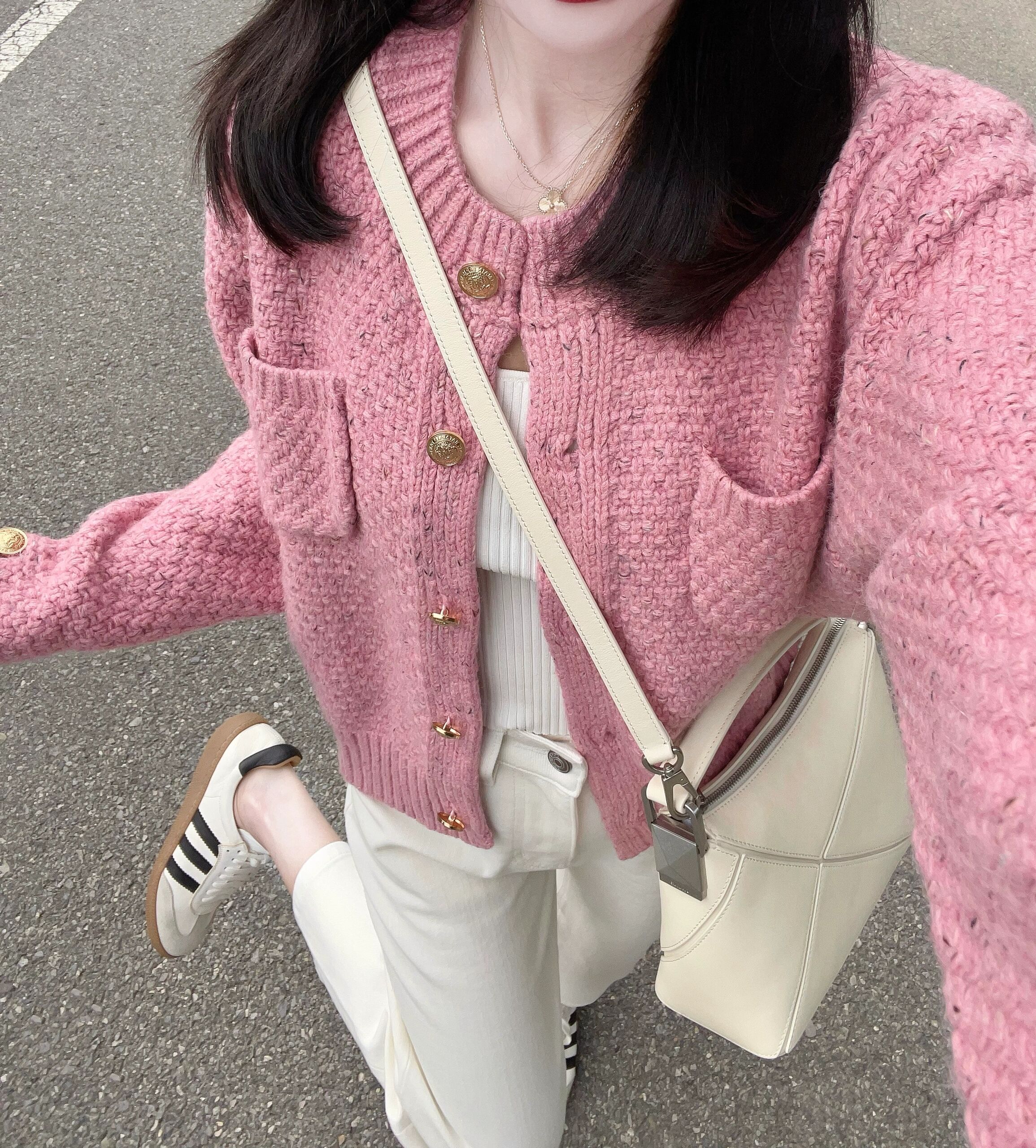 小香風軟糯針織開衫上衣女秋季2023新款法式名媛氣質短款毛衣外套