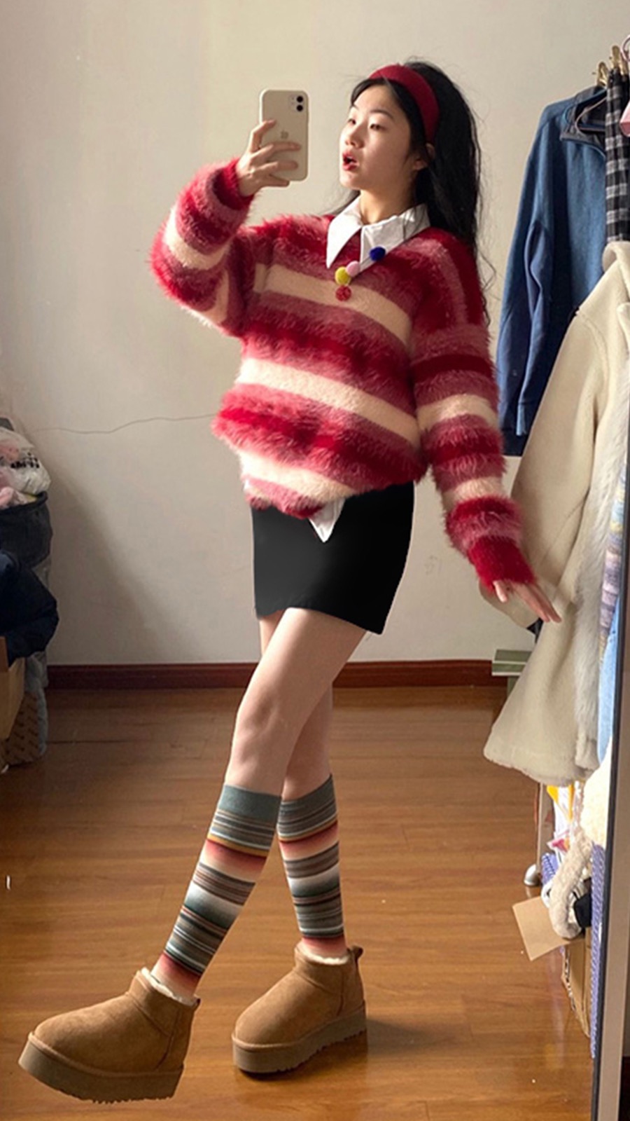 秋冬女裝2023新年戰袍過年本命年衣服小香風紅色連衣裙子兩件套裝