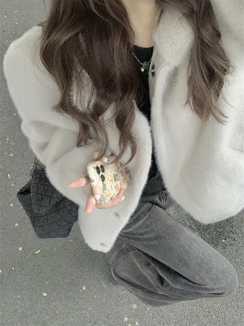 Real Shot #2023 Autumn and Winter New Mink Fur Eco-Friendly Fur All-in-One Jacket Short Plush Top for Women