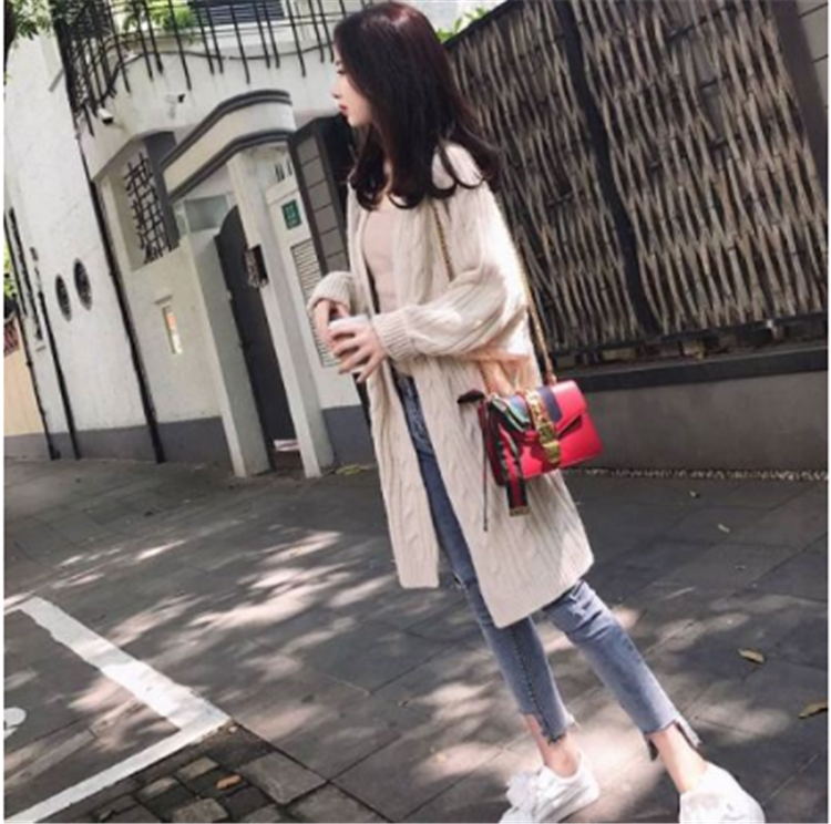 原宿毛衣外套女韓版新款早春季寬鬆加厚麻花蝙蝠袖針織開衫