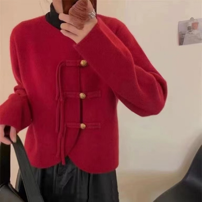高級感氣質毛衣女2023冬季溫柔風軟糯綿羊絨加厚針織開衫上衣外套