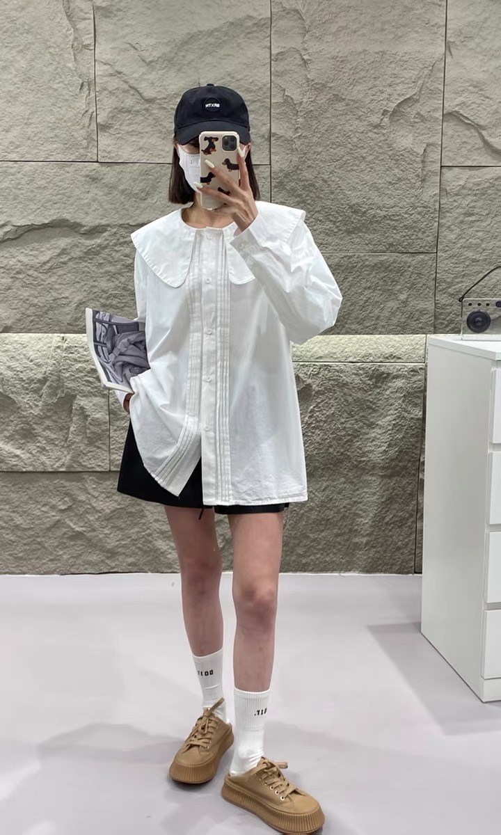法式海軍領襯衫女設計感小眾秋裝高級感獨特别致韓系chic長袖上衣