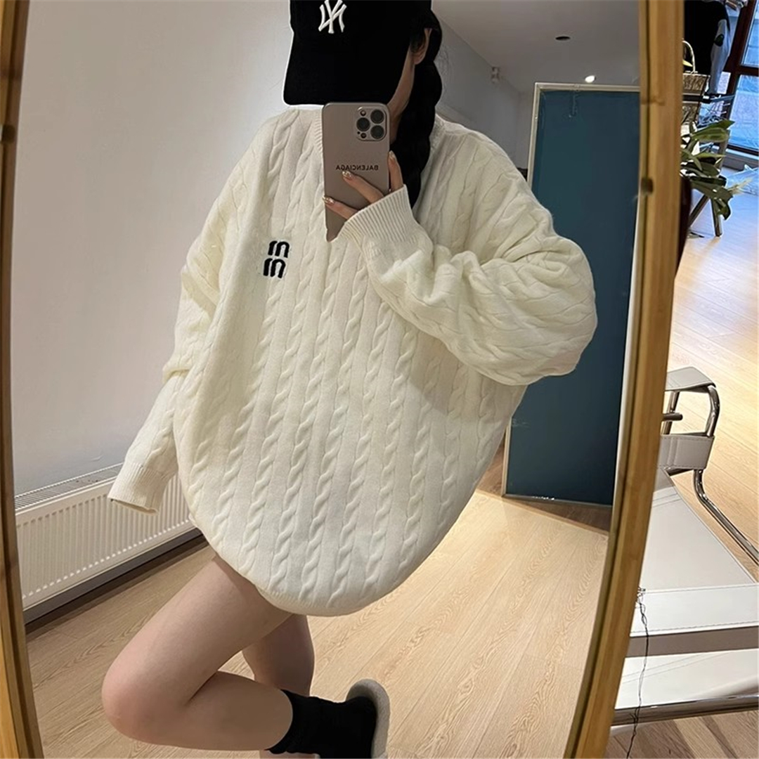 美式復古麻花毛衣女秋冬新款寬鬆外穿慵懶設計感小眾套頭針織外套