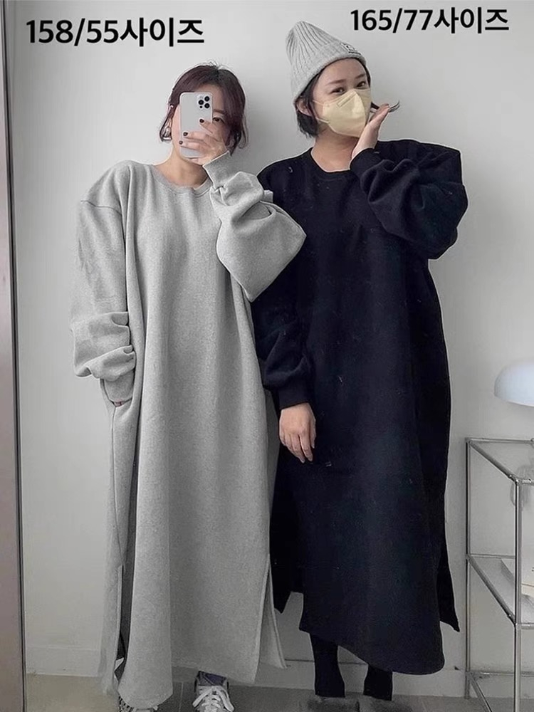 加絨加厚運動套裝簡約印花字母女寬鬆韓版氣質衛衣長褲兩件套