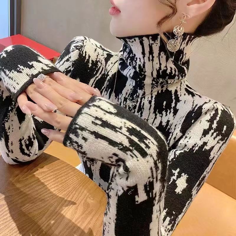 高領毛衣女打底衫2023秋冬新款顯瘦洋氣針織衫內搭上衣