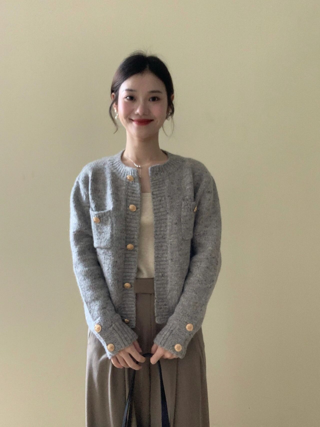 今年流行漂亮套裝慵懶風針織開衫高腰褲子秋裝穿搭一整套時尚