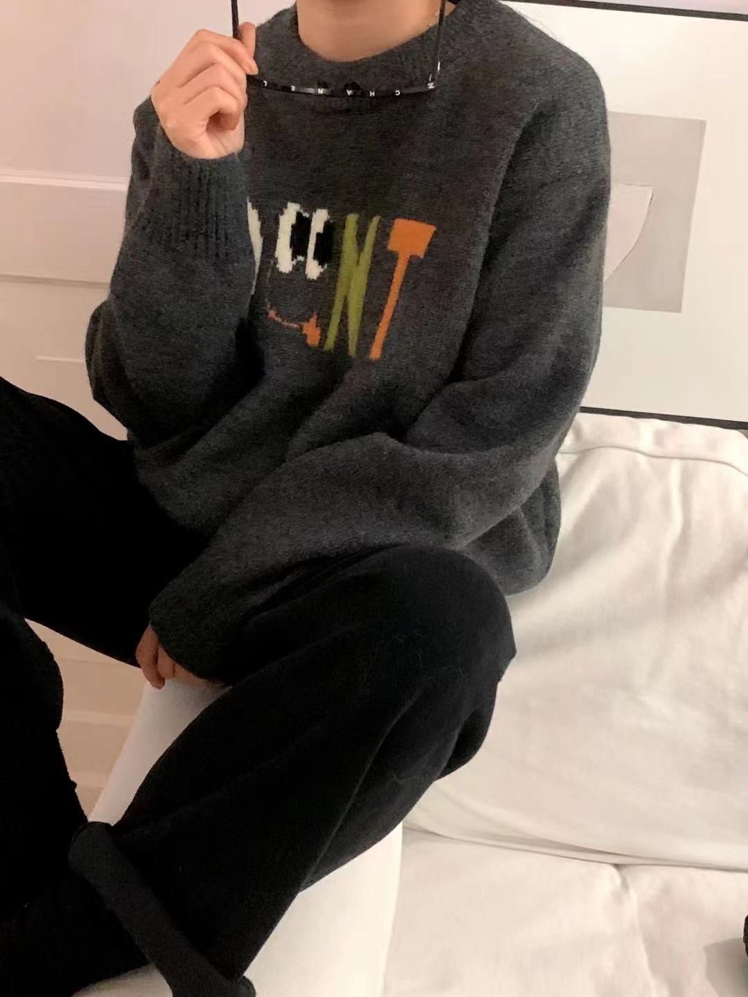 韓國半高領套頭毛衣女秋冬季23新款設計感寬鬆慵懶風針織衫上衣