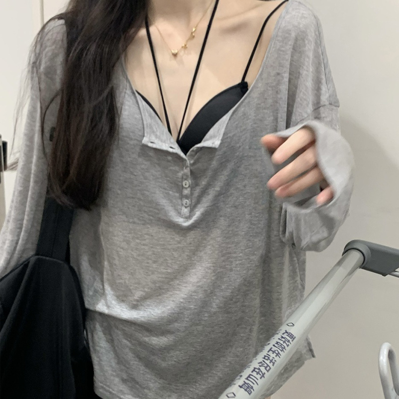 純欲風T恤女春秋夏寬鬆中長款上衣薄防曬長袖空調小罩衫