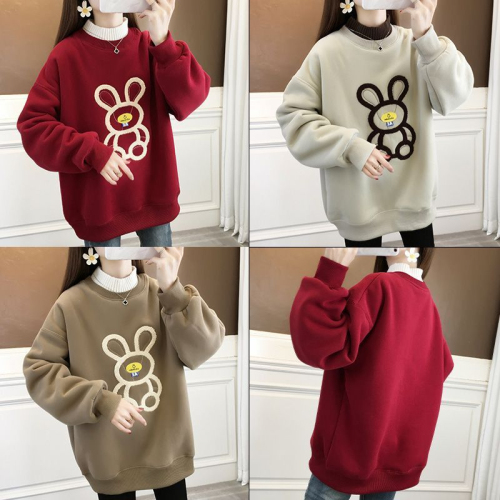 Hua Mian Composite Arctic Velvet 400g Towel Embroidery Plus Velvet Stitching Fake Two-piece Sweatshirt