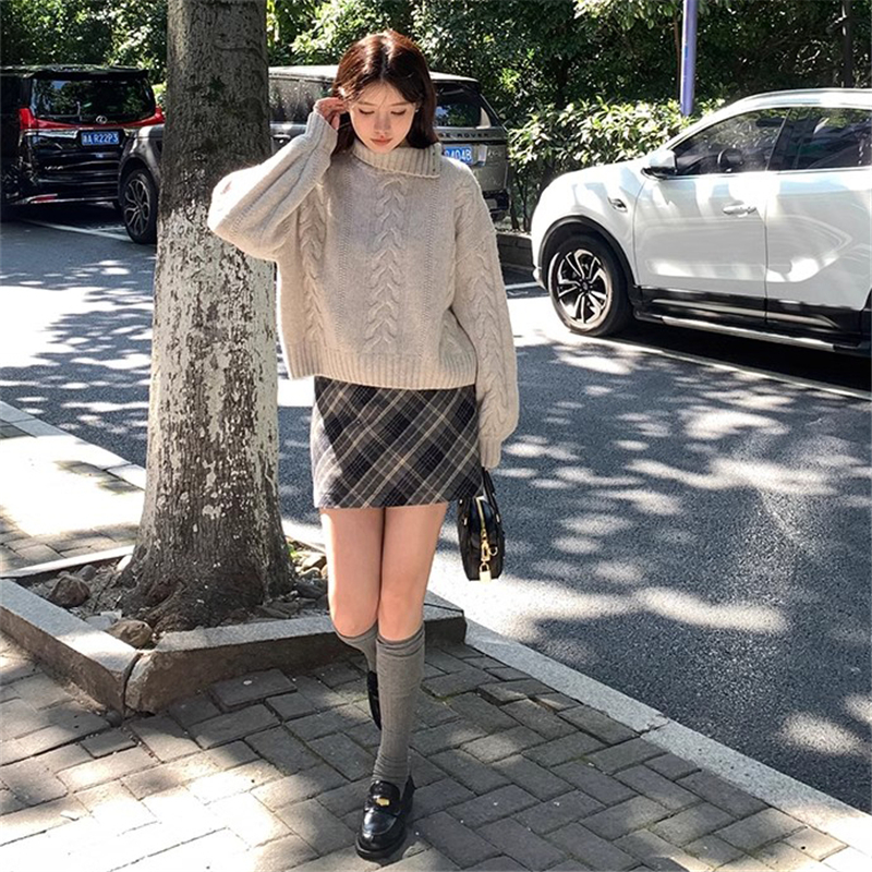 春秋氣質毛毛衣套裝新款小個子設計感慵懶針織上衣半身裙兩件套裝