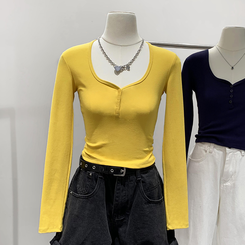 Actual pictures of slim-fit hottie bottoming shirts for women in autumn 2023 new slim and versatile solid color long-sleeved T-shirts