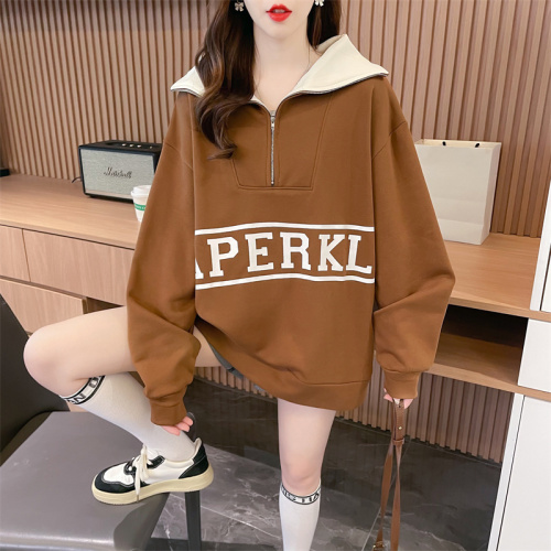 First real shot of Chinese cotton composite milk silk hooded sweatshirt for women with Western style tops and jackets, trendy and thin