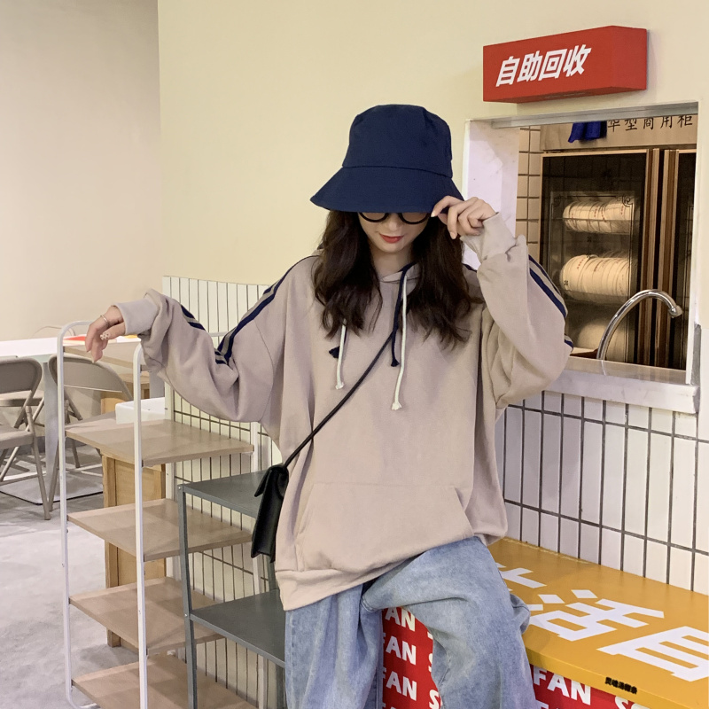 實拍韓版假兩件連帽百搭寬鬆顯瘦長袖衛衣