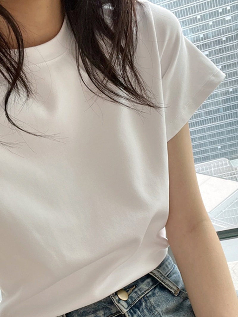 正肩灰色t恤女短袖夏季2023美式復古設計感百搭修身休閒基礎上衣