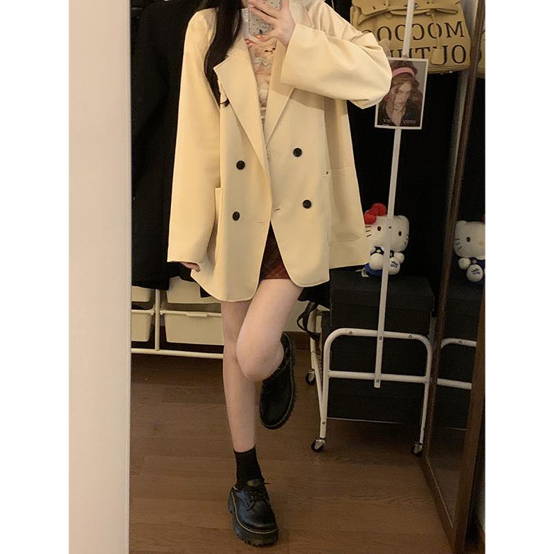 Actual shot of 2024 new Korean style street suit jacket for women, trendy casual internet celebrity loose suit for women