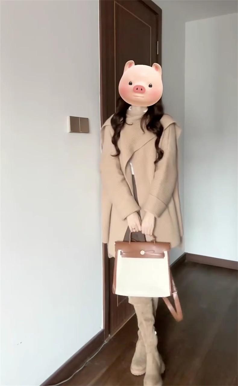 設計感小眾斗篷毛衣女秋冬季2023新款寬鬆別致針織衫上衣外套