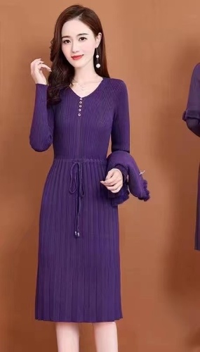 Knitted Dress Women's Autumn and Winter 2023 Slim French Lady Style Two-piece Suit Thickened Sweater Skirt