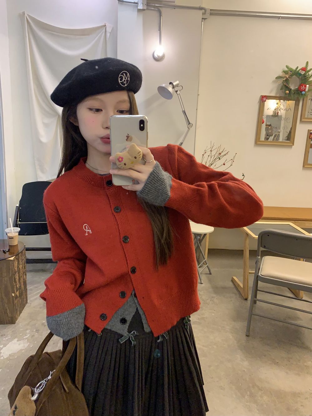 實拍三標齊設計感假兩件質感圓領開衫毛衣外套女