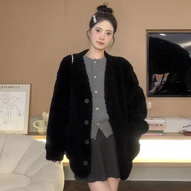 法式慵懶風灰色蝴蝶結毛衣開衫女秋冬季2023新小個子內搭上衣