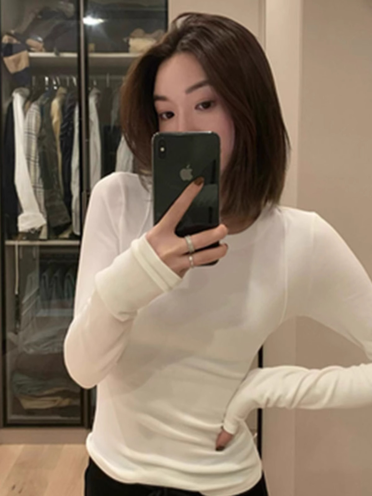 280g threaded German velvet 2023 autumn and winter new slim slim long-sleeved T-shirt trendy