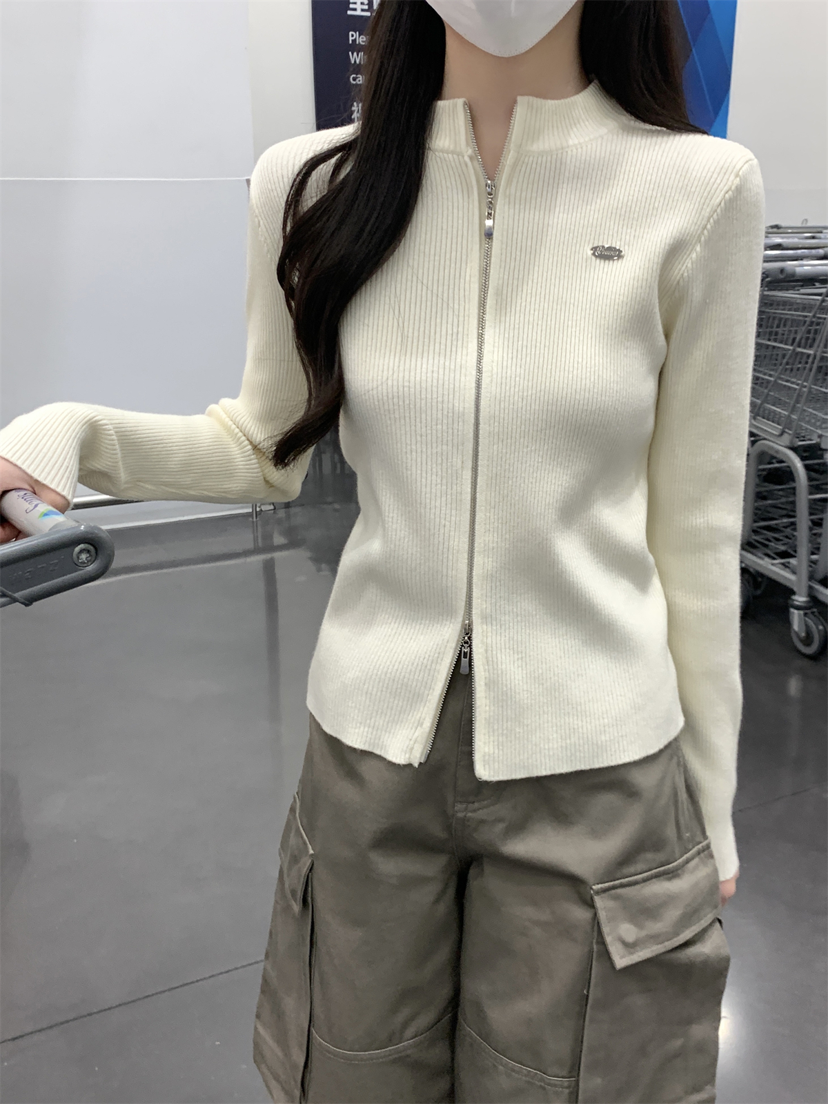 實拍 秋冬韓版修身百搭拉鏈開衫安迪絨內搭加厚針織毛衣外套
