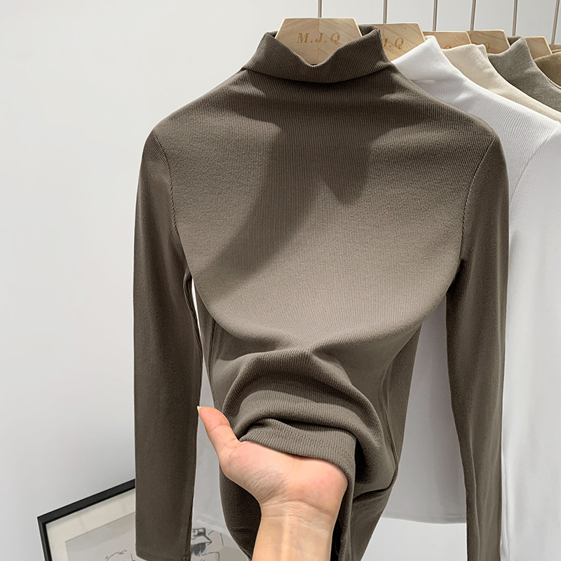 Real photos of Korean version of slim-fitting half turtleneck solid color inner layering shirt