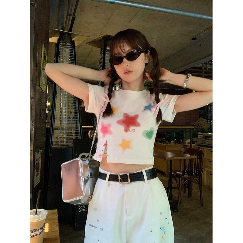 Official picture 40 count pure cotton rib with pin 2024 summer Japanese style cute and sweet color