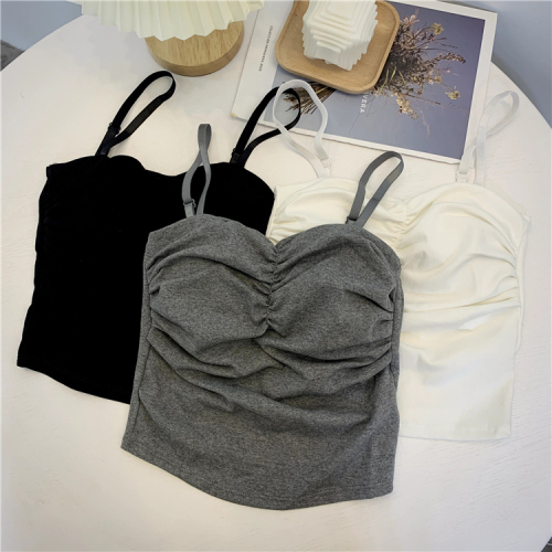 Real shot~Spring~2024 spring camisole with breast pads all-in-one bra and underwear