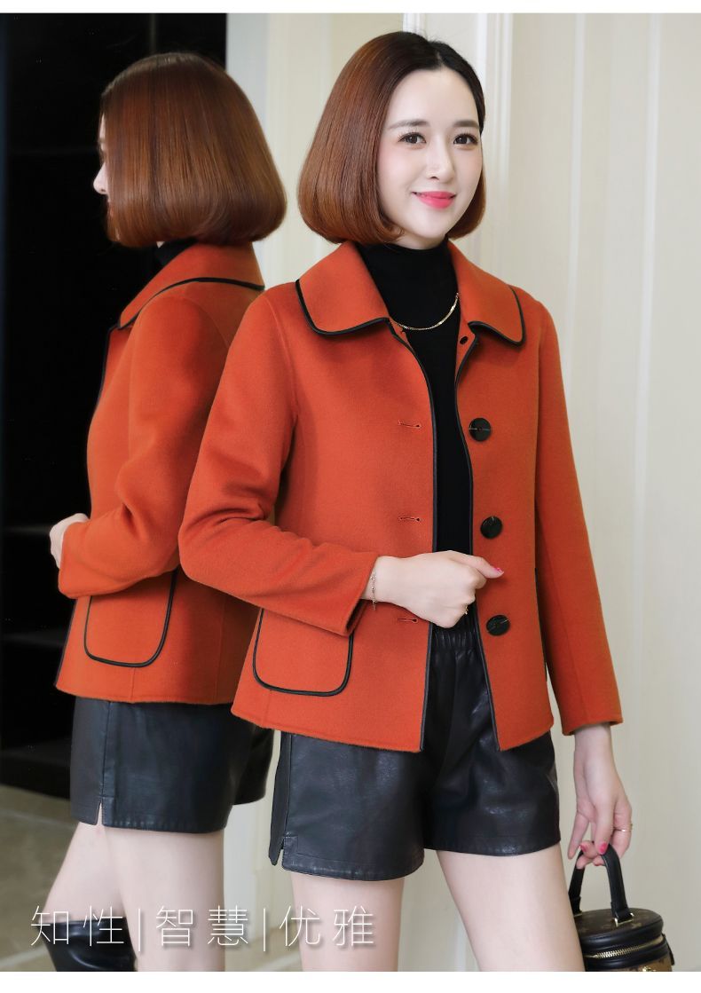 New popular autumn and winter woolen coats for women, short, petite, doll collar, wool coat tops