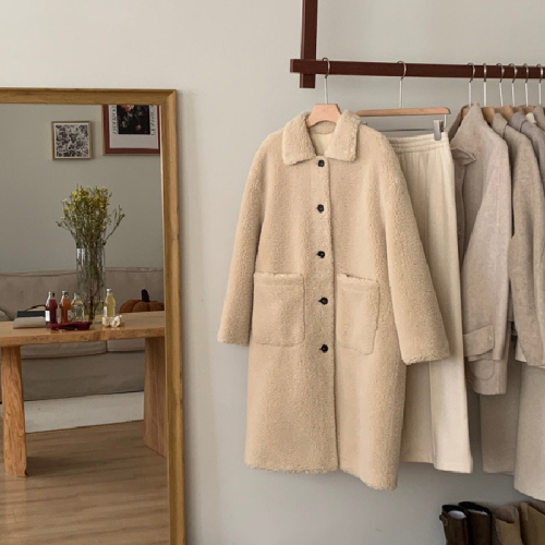 Korean style lazy style high-end lamb velvet coat jacket women's mid-length autumn and winter new style