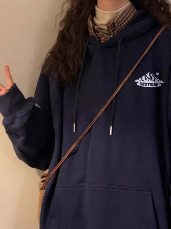 年新款加絨加厚冬裝衛衣女印花大碼女裝上衣