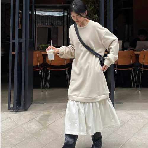 Fishtail dress fake two-piece velvet thickened sweatshirt skirt for women autumn and winter cover-up inner skirt long knee-length skirt