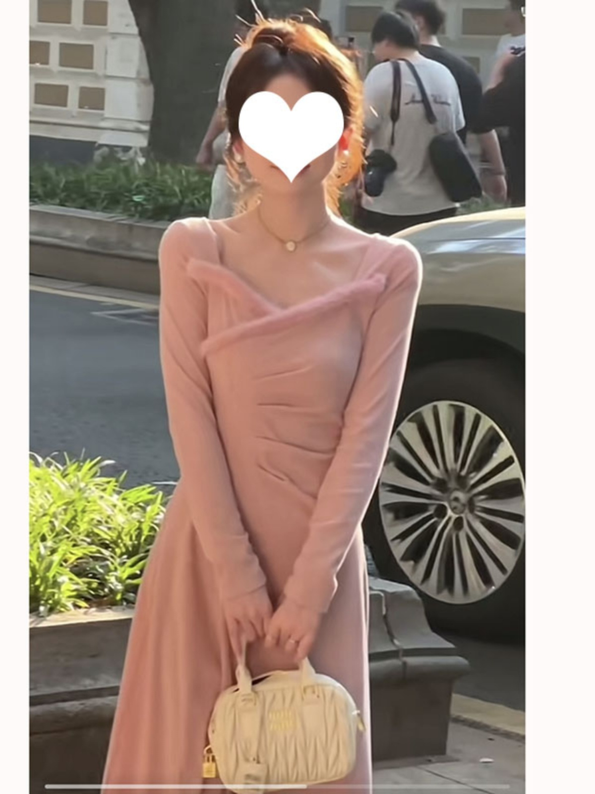 甜美氛圍感毛茸茸配大衣針織連衣裙女秋冬季溫柔氣質顯瘦收腰長裙