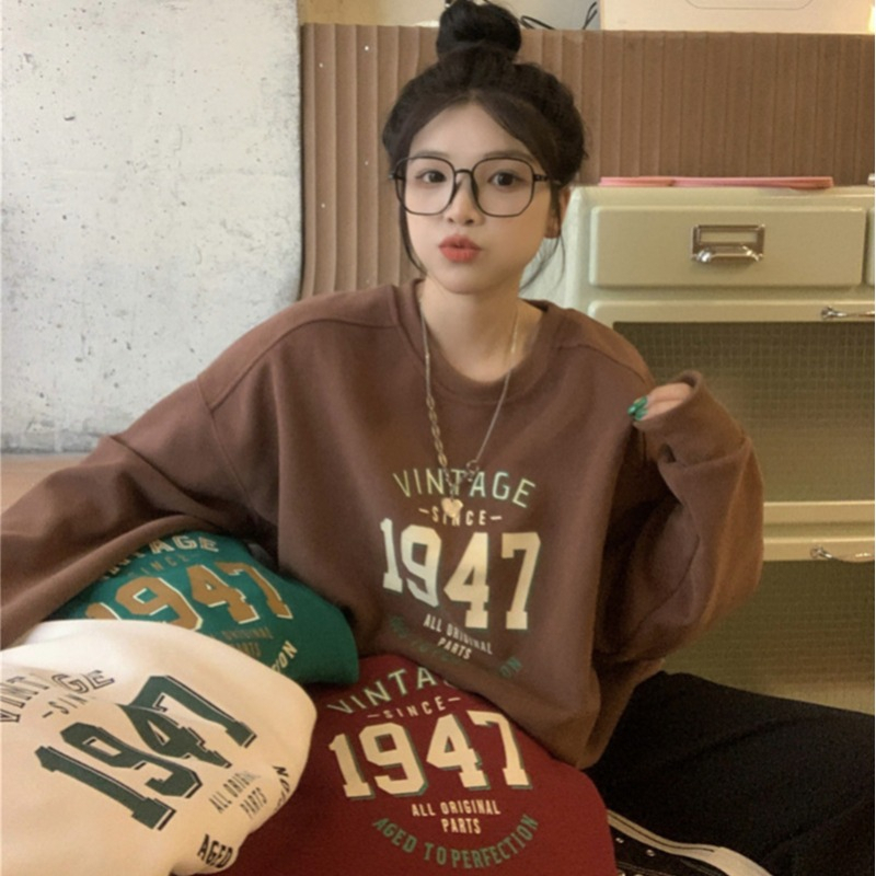 Thin plus velvet and thickened Hong Kong style thin couple sweatshirt women's high-end niche student jacket ins trend