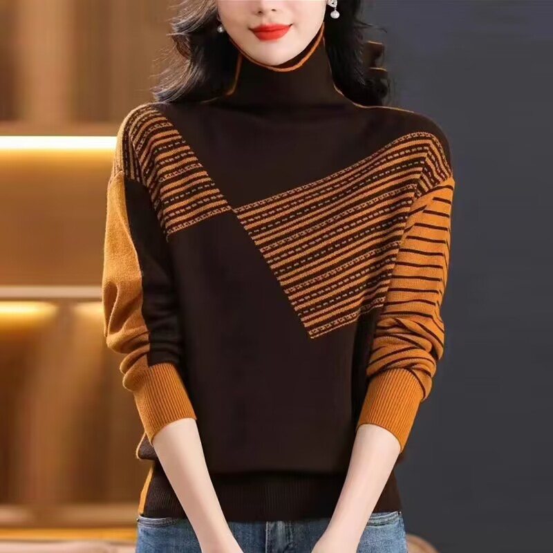 Turtleneck bottoming shirt for women, new autumn and winter plus size women's inner top, fashionable and high-end knitted sweater