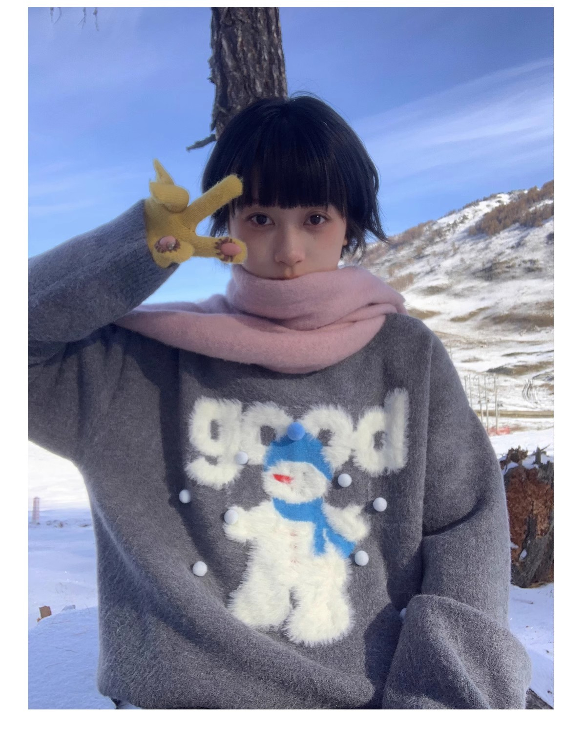 美好商店MeihaoStore與雪景適配度滿分的good雪人圓領毛衣