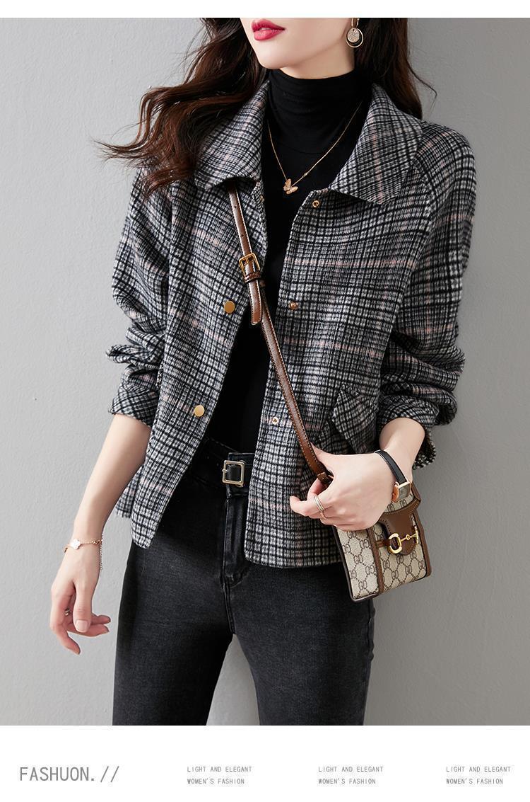 Xiaoxiangfeng jacket for women spring and autumn new Korean style versatile short high-end plaid tweed top for small people