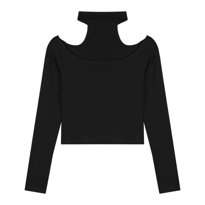 40 counts Modal 260g rayon autumn and winter new one-shoulder top halterneck female long-sleeved hot girl sexy