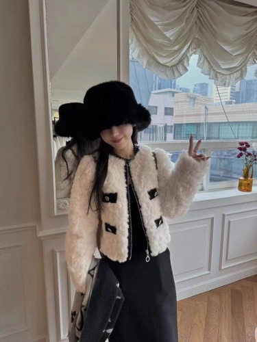 French ladylike style imitation fur fur coat winter down high-end temperament plus velvet top